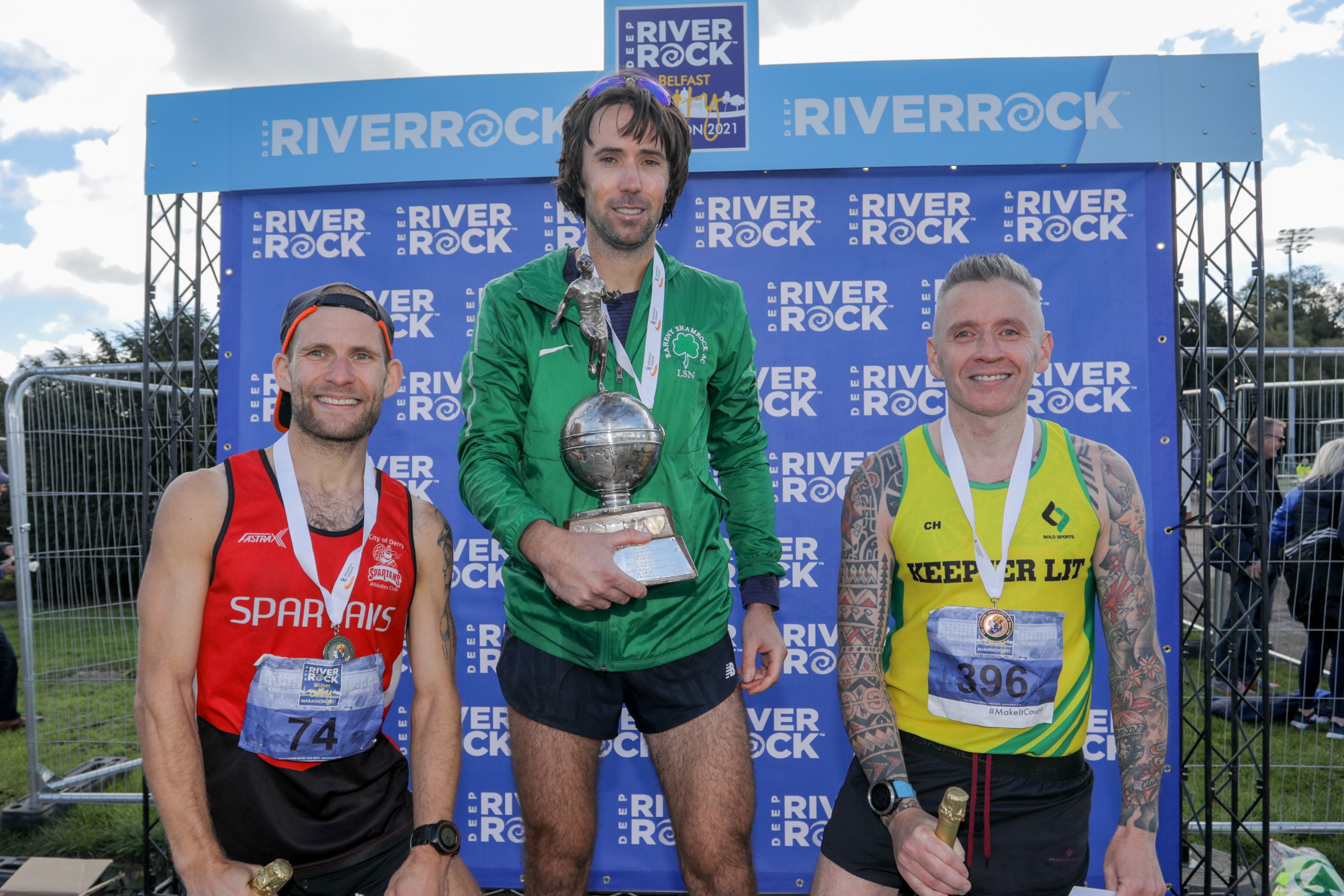  Top 3 Males at the 39 Deep RiverRock Belfast City Marathon