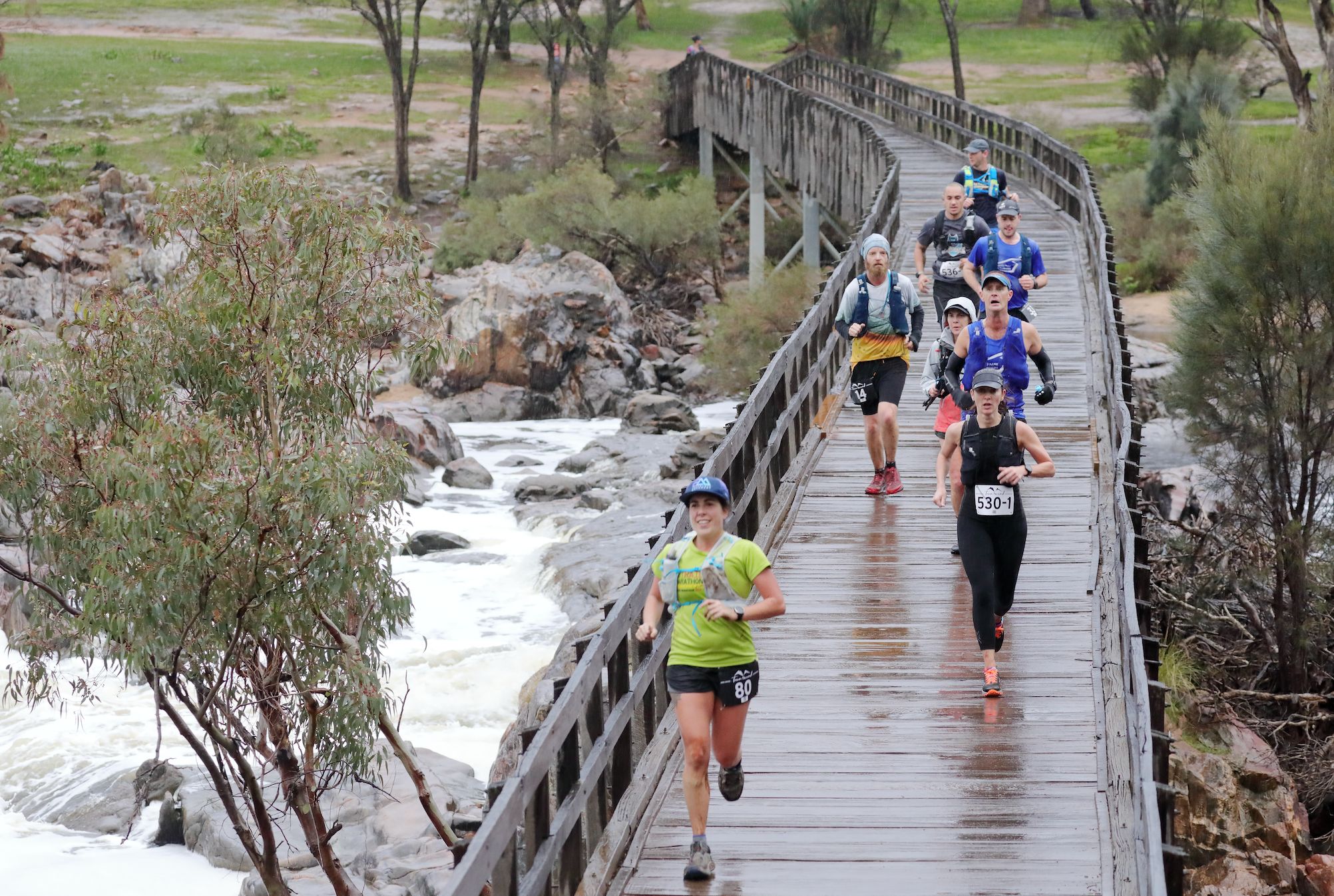 Participants crossing Bell’s Rapids, part of the 65km course.