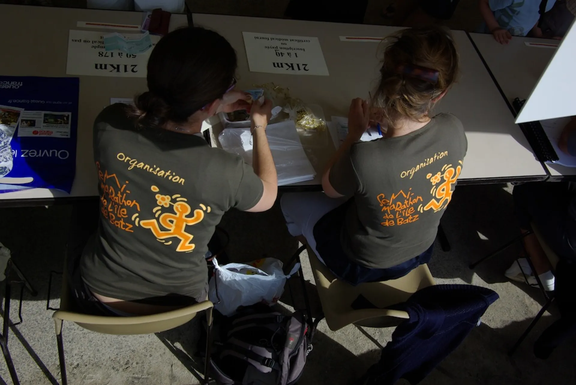 In the image, you can see two individuals from an overhead perspective sitting at a