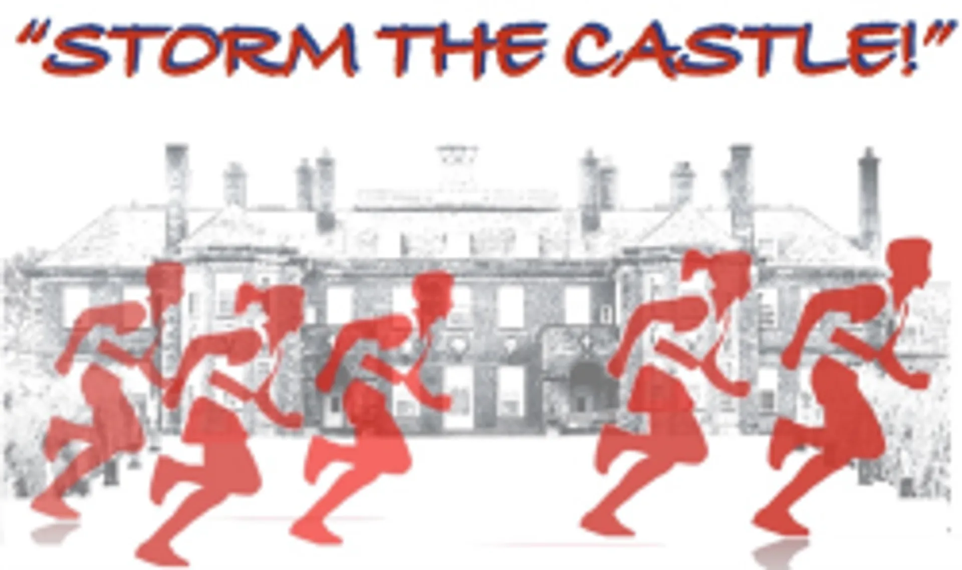 The image shows a stylized representation of a group of red silhouettes of