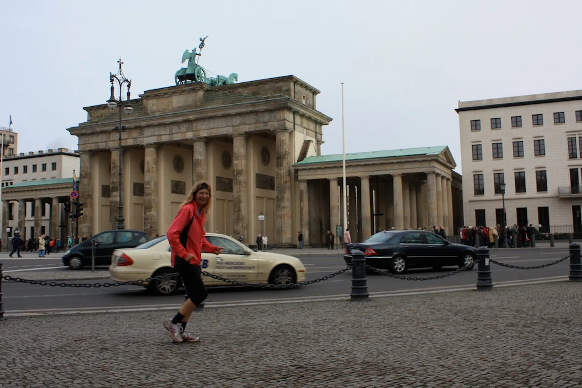In the image, there's the Brandenburg Gate, a neoclassical