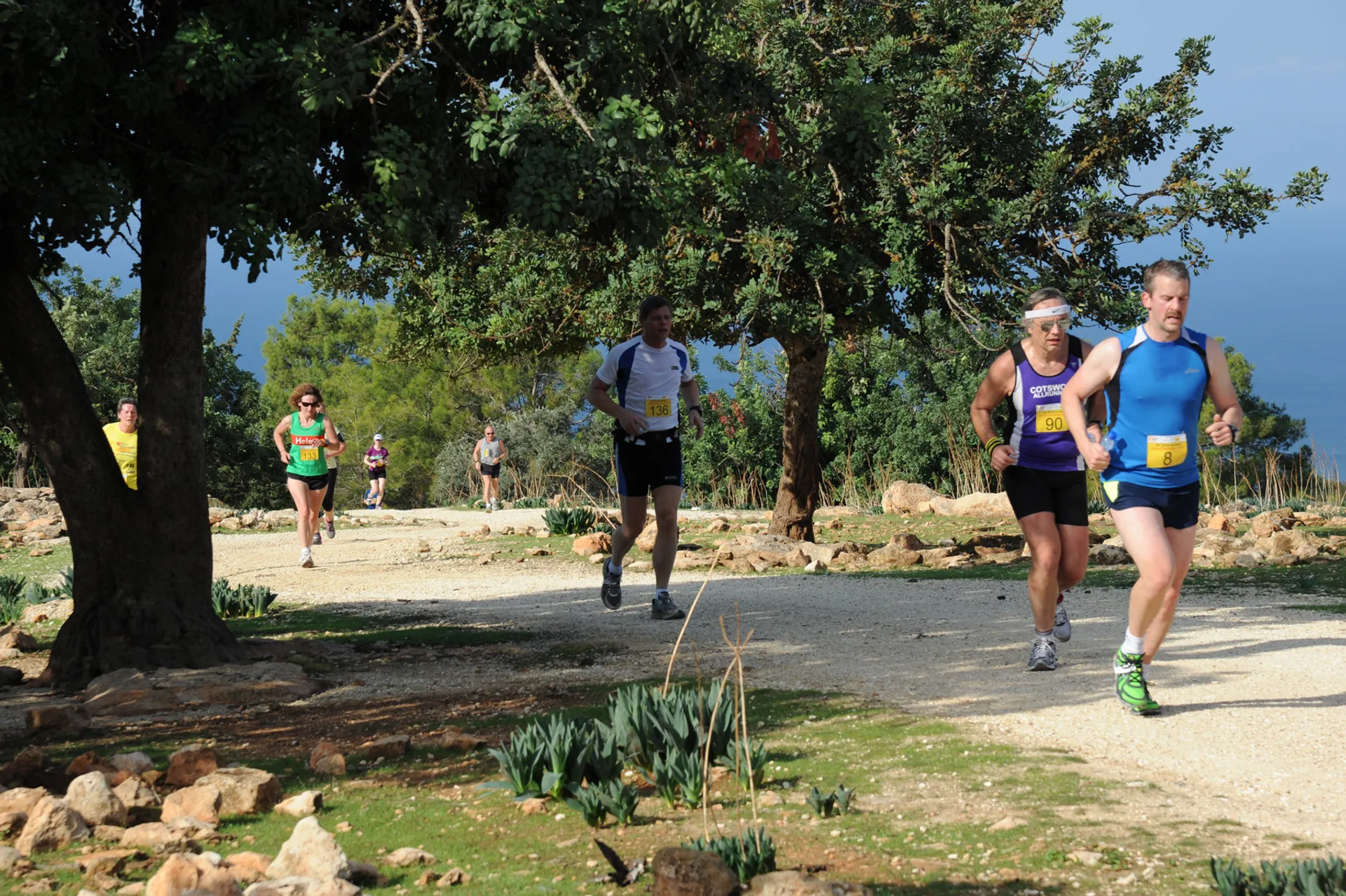 The image shows a group of individuals participating in what appears to be a running event