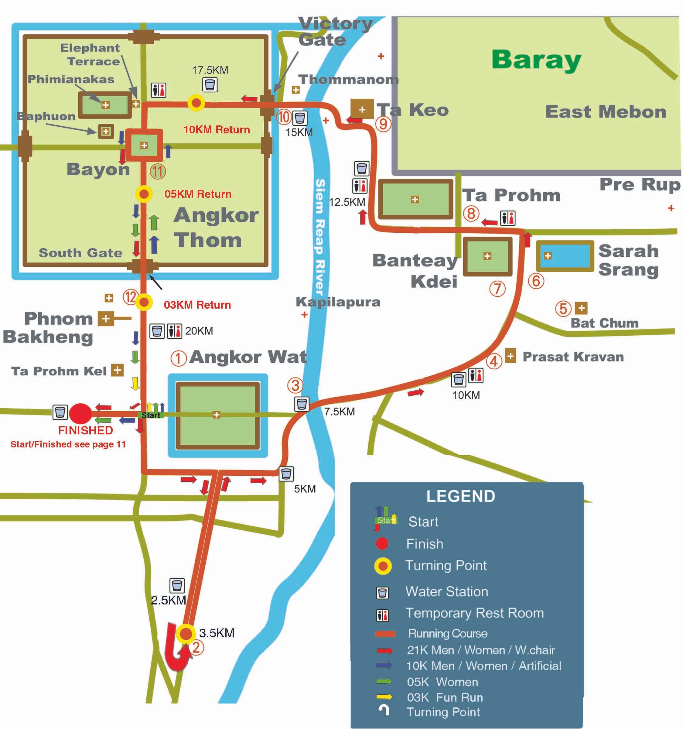 Map of the Angkor Wat International Half Marathon