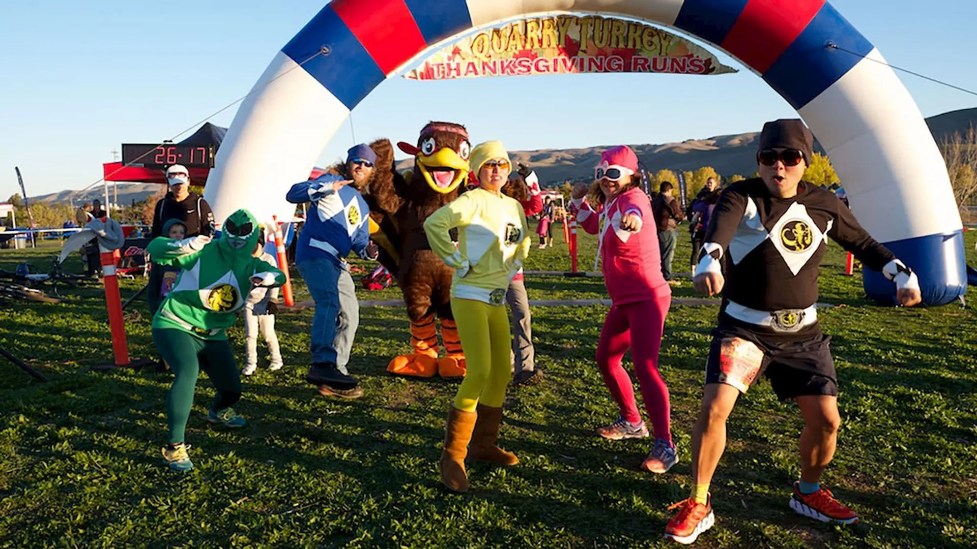 This image depicts a group of people participating in a themed run, most likely a