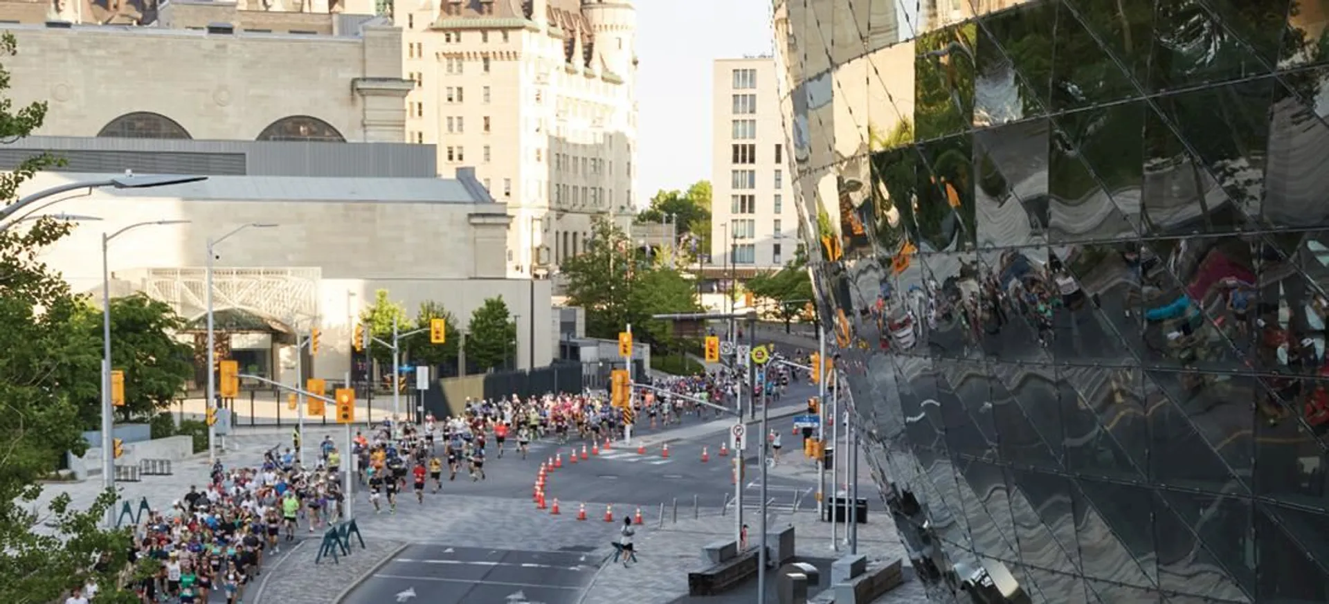 This image features an urban setting with a road on which it appears to be a