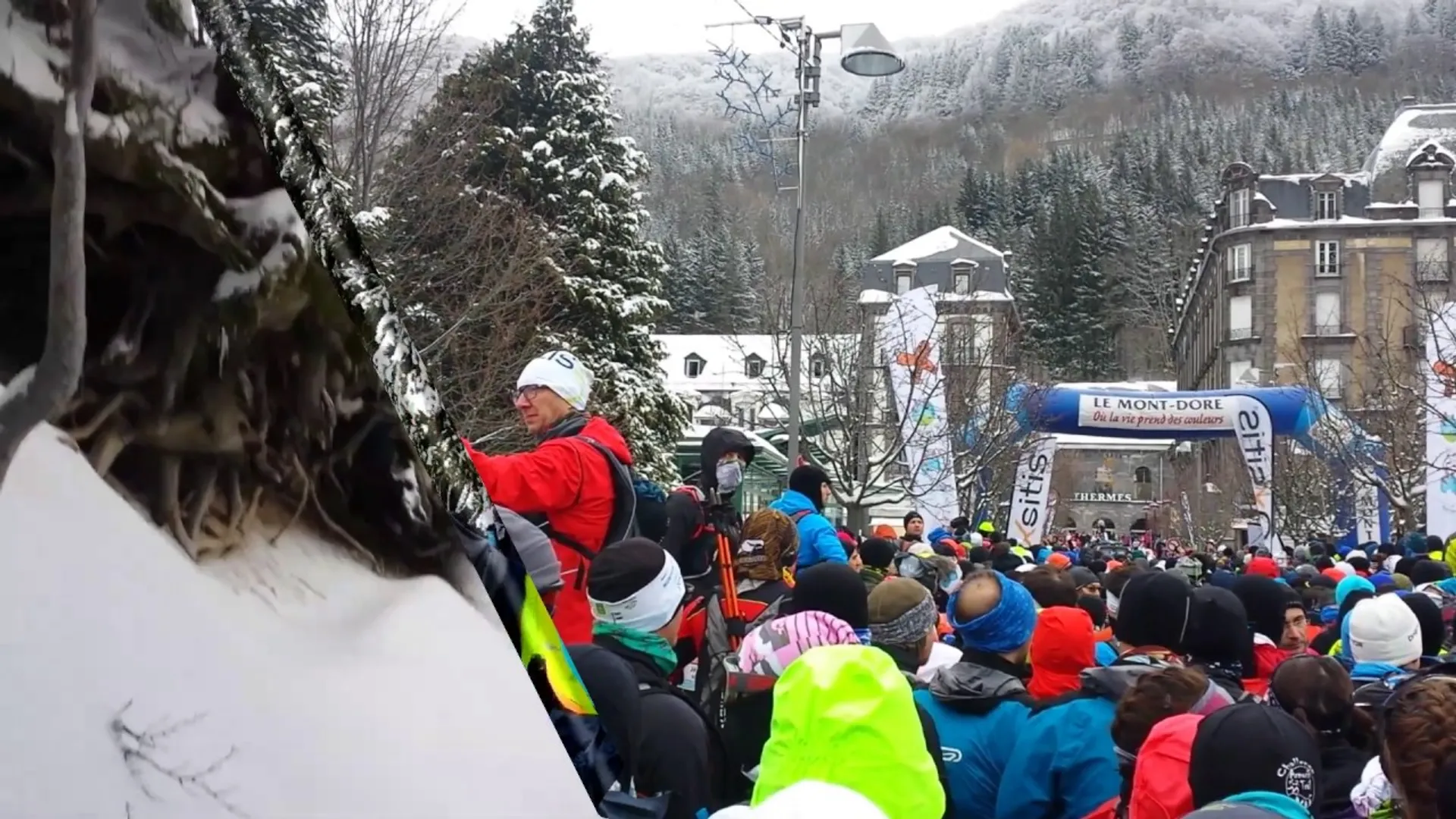 In the image, there's a crowd of people gathered, many of whom appear