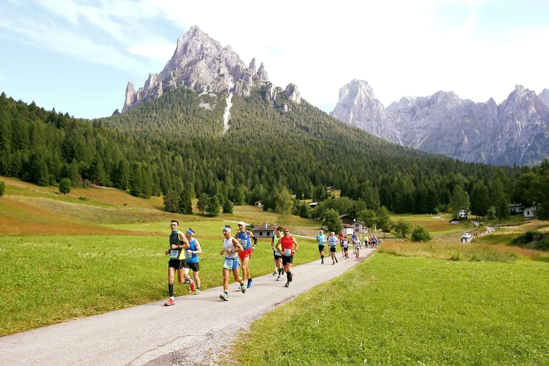 The image shows a group of runners participating in a race or running event. The